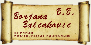 Borjana Balčaković vizit kartica